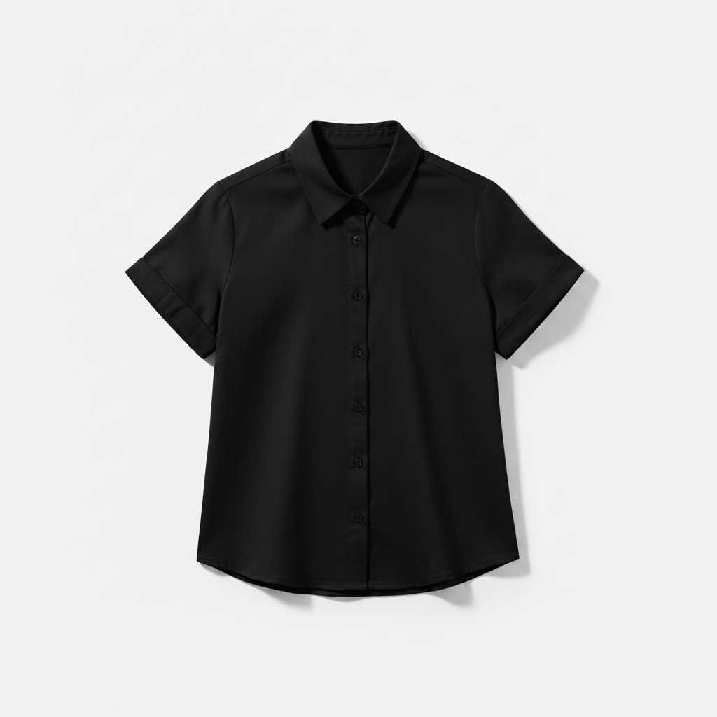 Short Sleeve Button-Down Shirt - Black